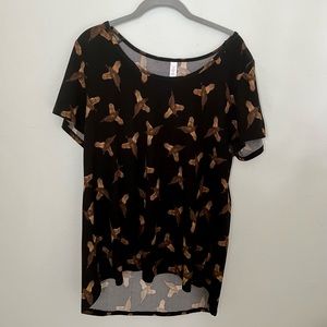 Lularoe Classic T black with birds hawks XL